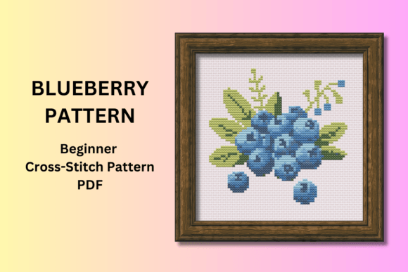 Blueberry Cross Stitch Beginner Pattern