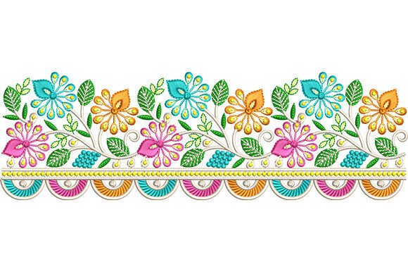 Floral Border Embroidery Design