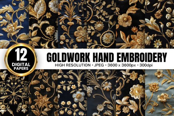 Goldwork Floral Hand Embroidery Patterns