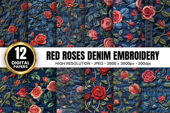 Red Roses Denim Embroidery Patterns