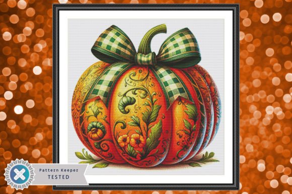 Toile Pumpkin Cross Stitch Pattern PDF