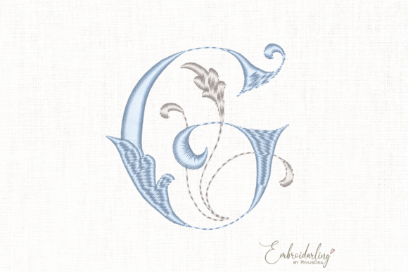 Vintage Floral G Machine Embroidery Letter